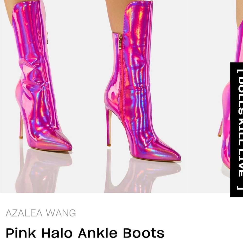 Azela Wang pink holographic boots